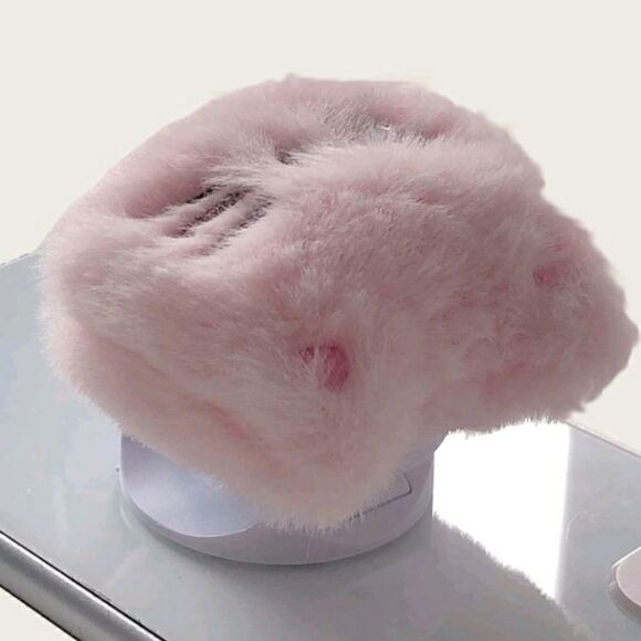 Soft Pink Fluffy Kitty Cat Face Design Phone Grip Holder - Picture 3 of 12